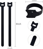 100 PCS 8 Inches Black Reusable Cable Ties, Adjustable Cord Straps, Cable - Image 2