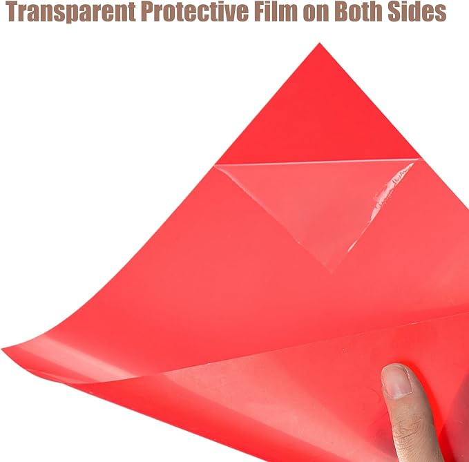 10-Pack A4 Colored PVC Flexible Plastic Sheets, 0.3mm Red Transparent Film - Image 3
