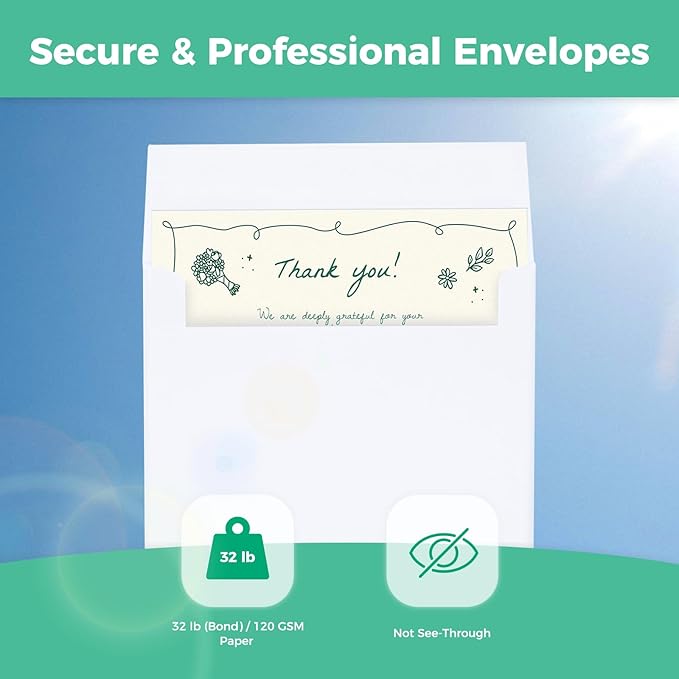 Ohuhu A2 Blank White Cards and Self-Seal Envelopes 100 Pack - Image 8