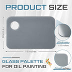 Nuanchu 8 x 12 Inch Handy Rectangle Neutral Grey Tempered Glass Palette - Image 3