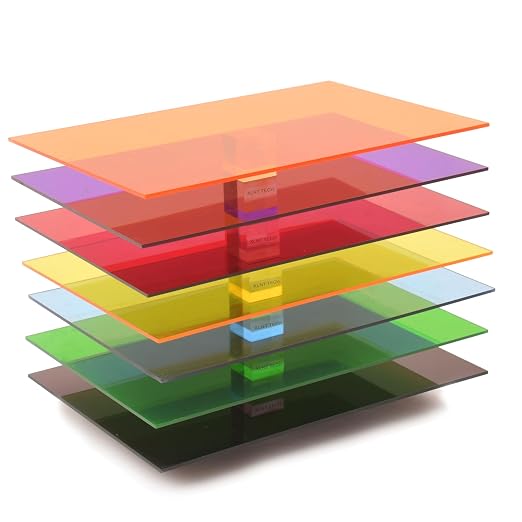 7 Pieces & 7 Colors 8" x 12" x 0.118" Transparent Colored Cast Acrylic Sheets by MaterialsParts