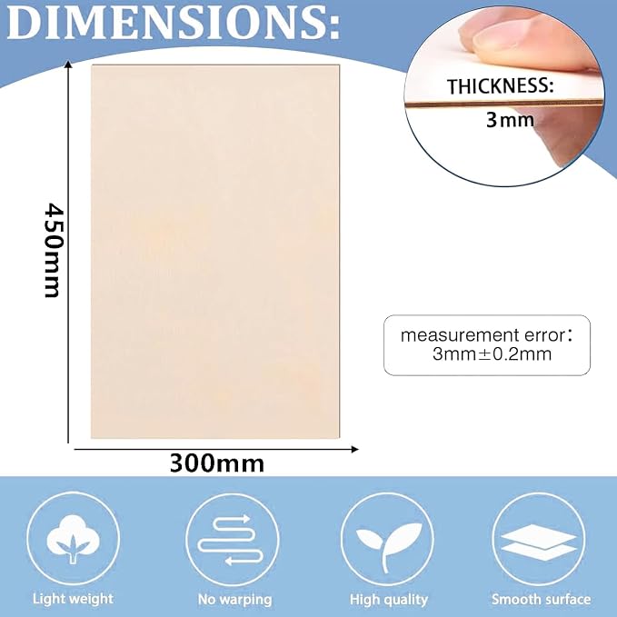 15 Pack Basswood Sheets for Crafts 12x18x1/8 Inch 3mm Basswood for Laser - Image 2
