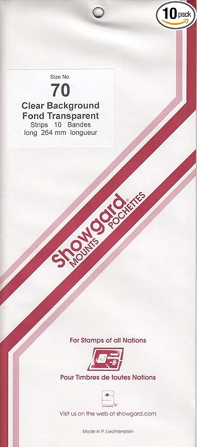 Strip Style Stamp Mounts Size 70 Clear by Showgard