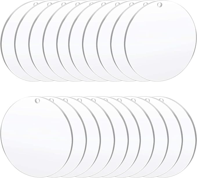 Acrylic Clear Ornament Circle Blanks, 3.5"/89 mm, 1/16" Thick | 50 Pieces by Senbota