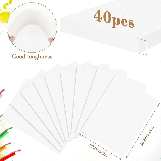 2 Pack Watercolor Paper Pad, 9x12 140lb/300g Water Color Paper, 20 Sheets Cold - Image 2