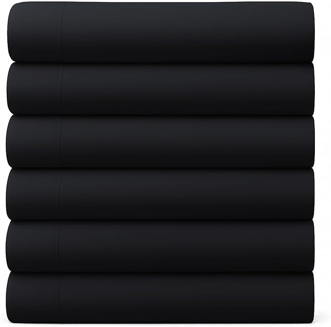 GOLD TEXTILES Queen Flat Sheet 6 Pack – Brushed Microfiber Top Sheets by GOLDTEXTILES