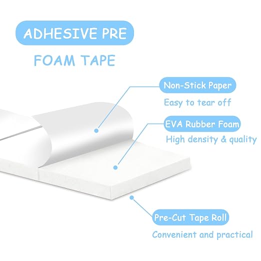 Double Sided Foam Tape Squares 0.75 X 0.5 Pre Cut Foam Adhesive Squares Roll - Image 4