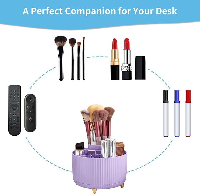 Marbrasse Desk Organizer, 360-Degree Rotating Pen Holder, Desk Organizers and - Image 4