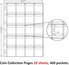 MUQING 400 Pockets Coin Collecting Supplies, 20 Sheets Coin Pages Sleeves - Image 3