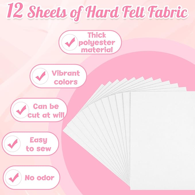 NEBURORA 12 Pcs 2mm Thick Stiff Felt Sheets - Image 5