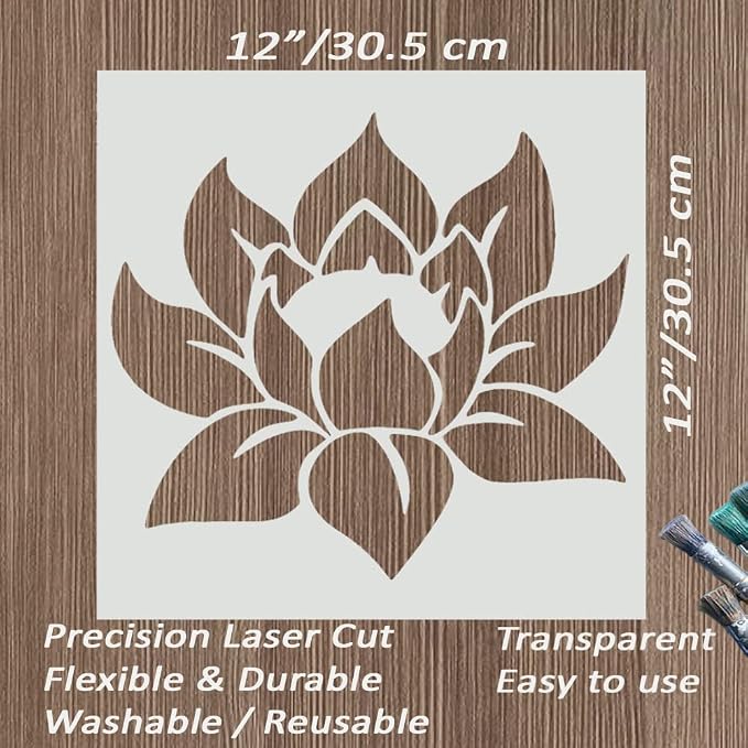 Large 12"x12" Lotus Stencil for Painting on Wood, Furniture - Image 7