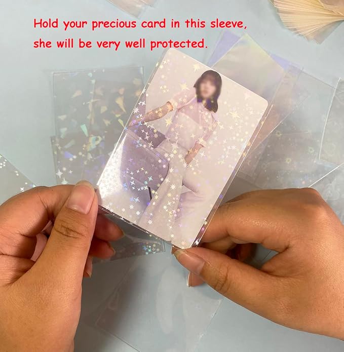 300 Pcs Kpop Photocard Sleeves Laser Flashing Card Sleeves Heart Star Glass - Image 3