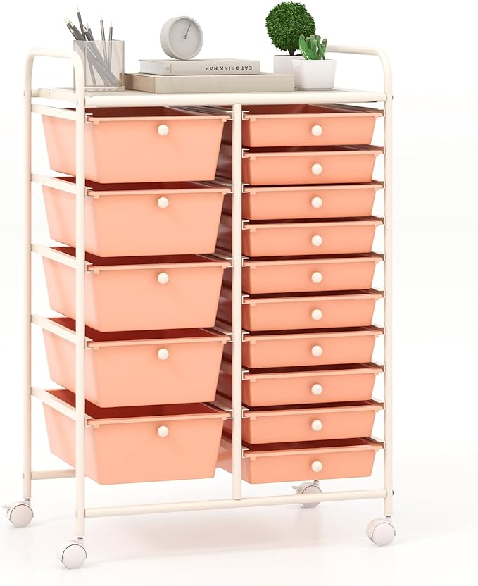 Giantex 15 Drawers Rolling Cart, Classroom Organizers, Storage Cart by Giantex