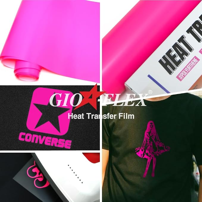PU Heat Transfer Vinyl 12"×20ft Roll Neon Pink – HTV - Image 4