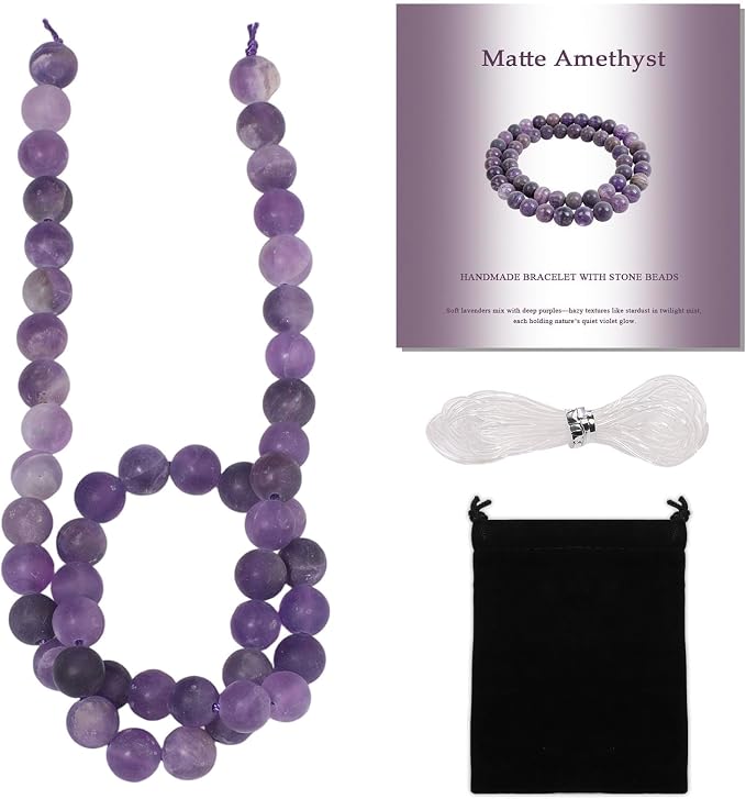 8mm Matte Amethyst Bead, 15-Inch Matte Round Loose Stone Beads by THRELE