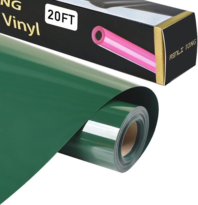 RENLITONG Dark Green Iron on Vinyl 12Inch by 20ft Roll Heat Transfer Vinyl by RENLITONG