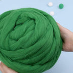 QMNNMA Wool Roving Bulk, 8.82oz Needle Felting Wool-Grass Green | Wool Roving - Image 3