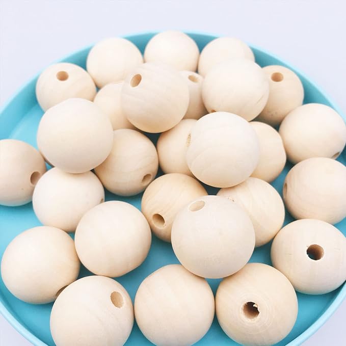 100Pcs 20mm Unfinished Wood Beads Round Wooden Spacer Beads Natural Wood Loose - Image 2