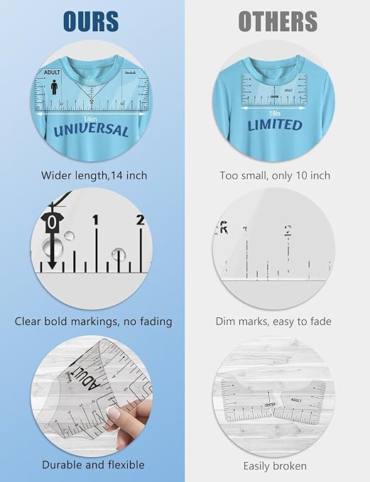Vowlove T-Shirt Ruler Guide Alignment Tool to Center Designs, All Size Tshirt - Image 5