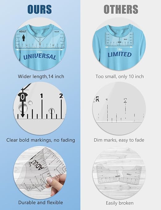 Vowlove T-Shirt Ruler for Precise Alignment, Center & Left Chest Placement Tool - Image 5