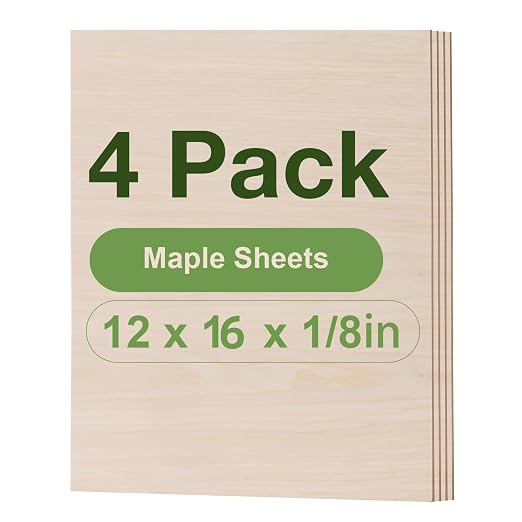 Rowood 6 Pack Maple Plywood 1/8, 3mm Wood Sheets Thin Unfinished Maple Plywood by RowoodAssembleArtDecorateLife