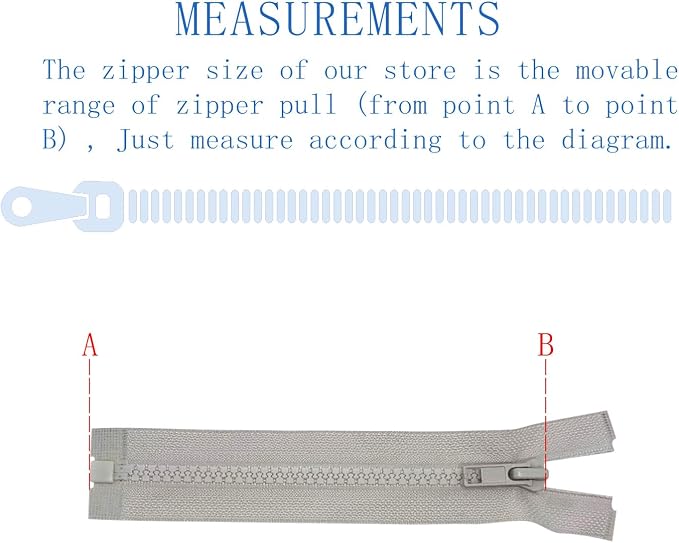 ANPURZII 2PCS #5 20 Inch Light Gray Separating Jacket Zippers - Image 2