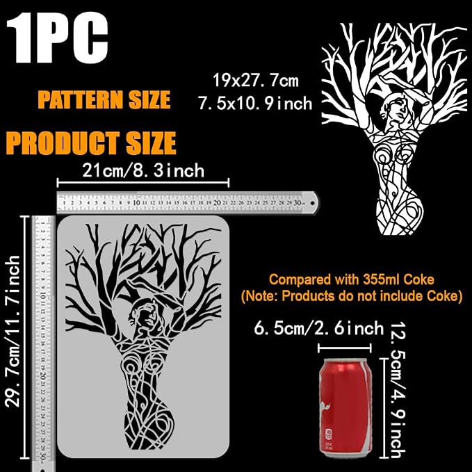 FINGERINSPIRE Tree of Life Painting Large Stencil 8.3x11.7 Tree Stencil | PET - Image 2