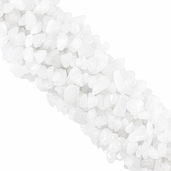 260pcs Natural White Jade Crystal Beads Chips 5mm to 8mm Irregular Gemstone by Ouubuuy