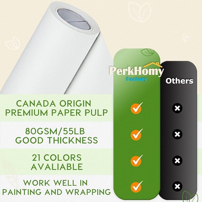 PerkHomy White Kraft Paper Roll 48" x 3 - Image 2
