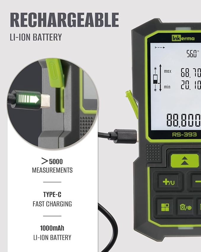 Inkerma Dual Laser Measurement Tool, 393Ft/120M Bilateral Laser Distance Meter - Image 6