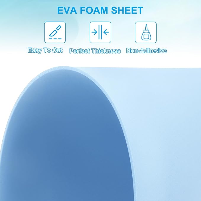 PATIKIL EVA Foam Sheet 10Pcs 12x8 Inch 2mm Thick Light Blue | Easy Cutting EVA - Image 3
