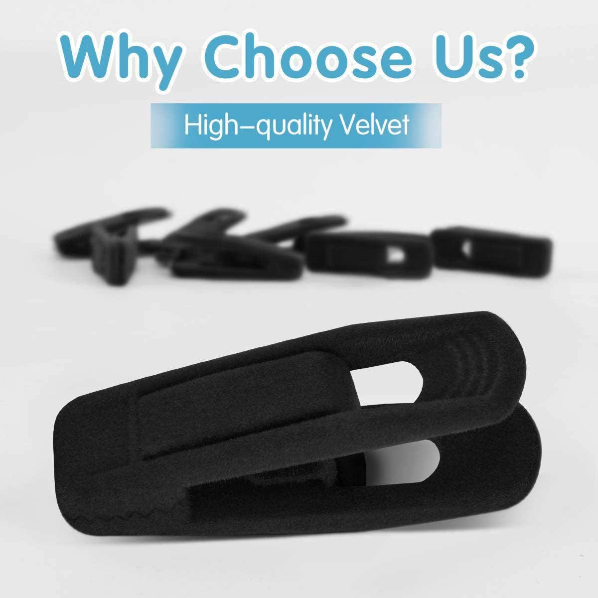 Black Velvet Hangers Clips (80-Pack), Non-Slip Strong Velvet Hangers Clips for Velvet Skirt Hangers, Velvet Pants Hanger Velvet Clips Fit for Thin Velvet Clothes Suit Hangers