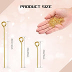 Junkin 1400 Pcs Eye Pins Mix Jewelry Findings 0.63 * 0.79 * 1.18 in Open Eye - Image 3