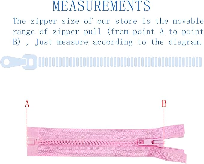 ANPURZII 2PCS #5 50 Inch Pink Separating Jacket Zippers - Image 2