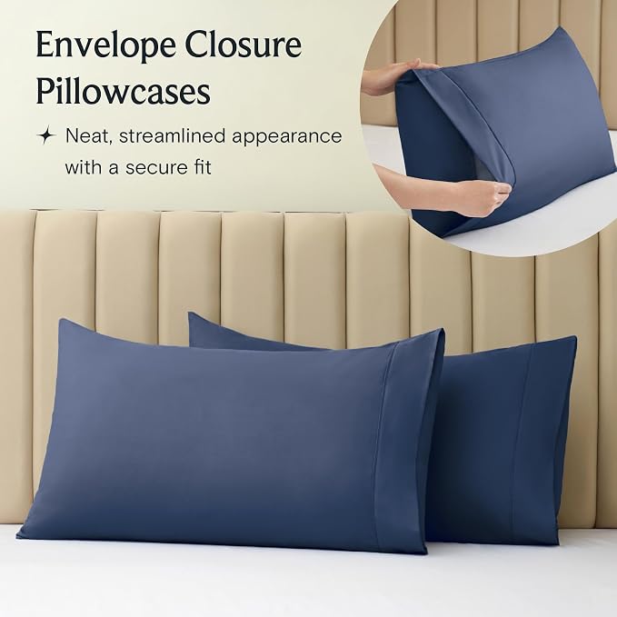 LuxClub 4 PC King Sheet Set, Deep Pockets Wrinkle Free Cooling Bed Sheets Hotel - Image 8