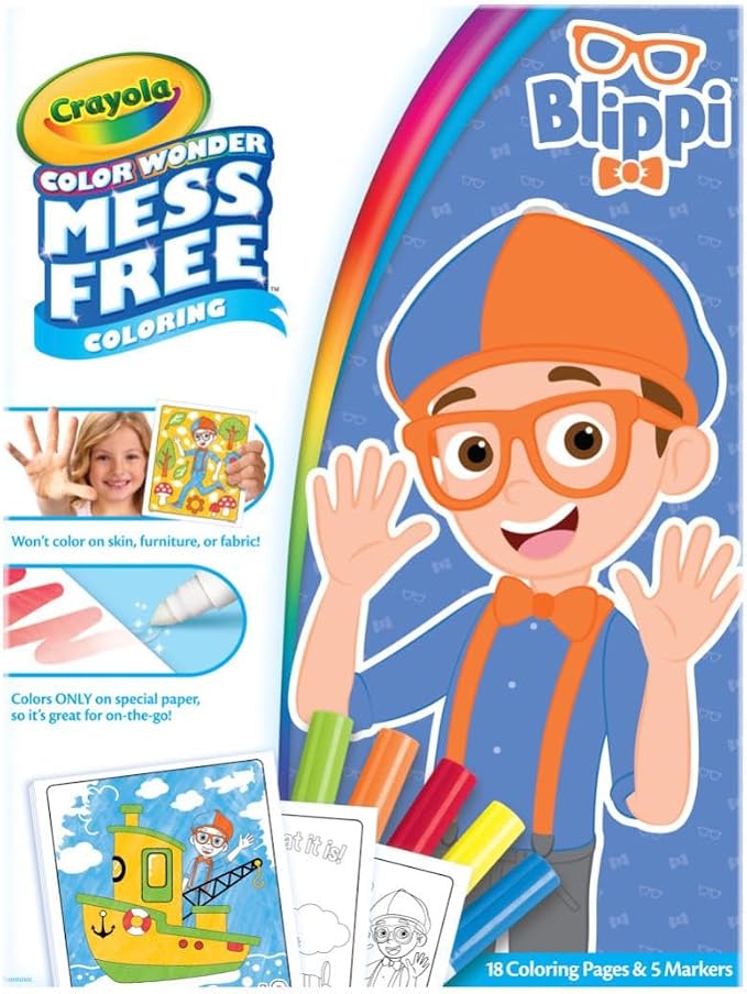 Crayola Blippi Color Wonder Coloring Set, 18 Blippi Mess Free Coloring Pages by Crayola