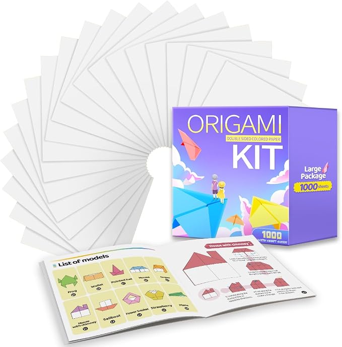 Praisebank White Origami Paper, Double Sided Color, Origami Kit by Praisebank