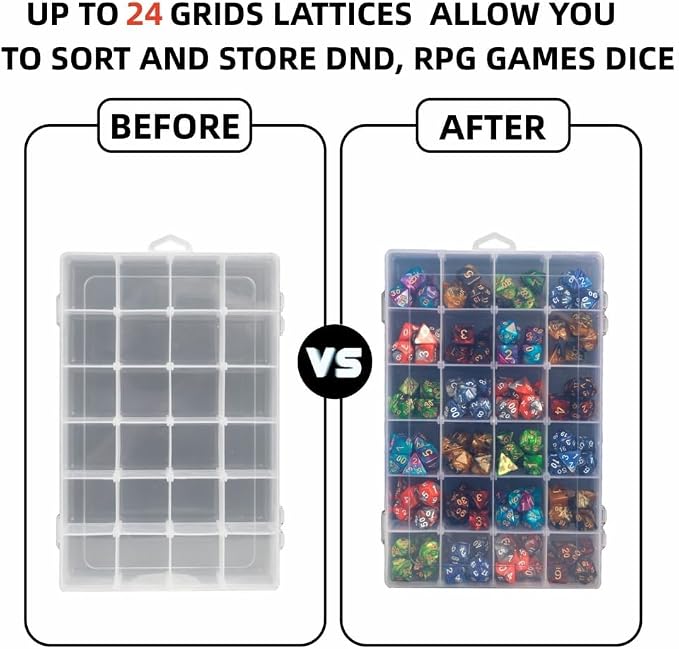 3 Pack DND Dice Storage Box Each 24 Grids Polyhedral Dice Organizer - Image 4