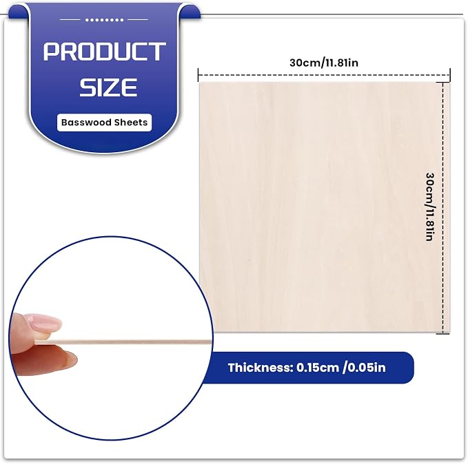 5 Pack Balsa Wood Sheet, Unfinished Wooden Squares Boards Balsa Plywood Wood - Image 2