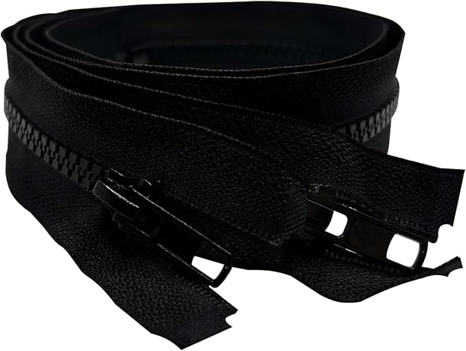 ANPURZII 2PCS #5 47 Inch Black Separating Jacket Zippers - Image 2