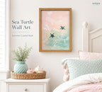 Framed Turtle Canvas Wall Art, Turtle Minimalist Coastal Painting Picture Wall - Image 2