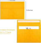 50 Packs Yellow 5x7 Envelopes 5x7, Fade Bright Yellow Color Envelopes Self Seal - Image 2