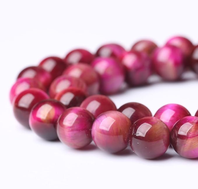 Natural Rose Red Tiger Eye Beads - Image 3