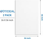GOTIDEAL Stretched Canvases for Painting, 24x36" Inch Set of 2, Primed White - Image 2