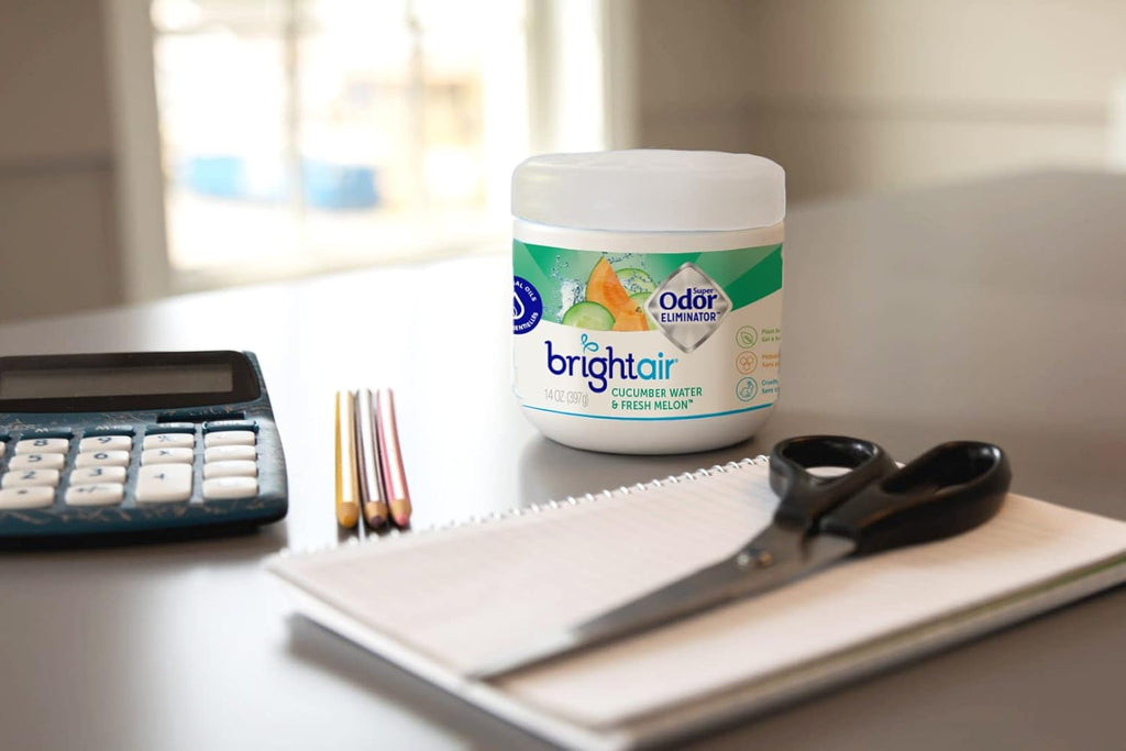 Bright Air 14 oz. Super Odor Eliminator, For Medium-Size Spaces, Cucumber Water & Fresh Melon Scent, Case of 6, Odor Eliminator & Air Freshener, Natural Essential Oils, Lasts Up to 90 Days Each