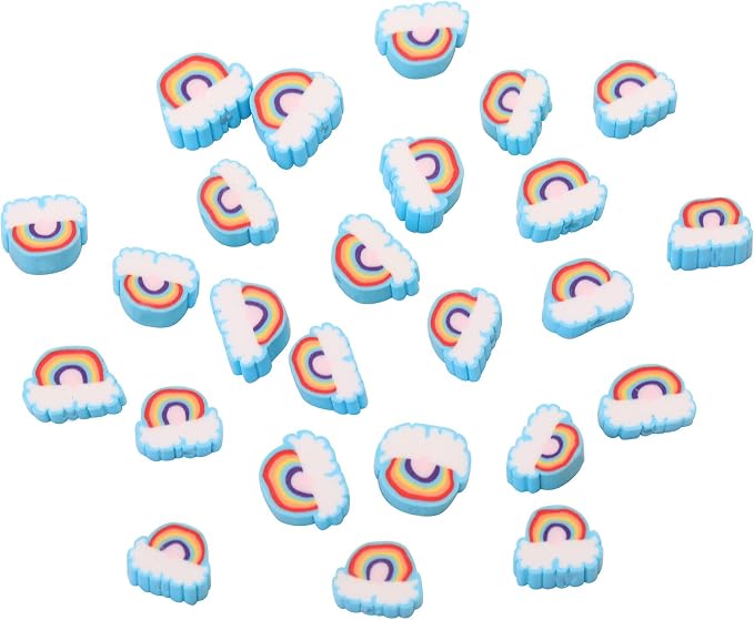 100pcs Blue Horizontal Hole Rainbow Polymer Clay Spacer Beads - Image 3