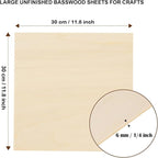 24 Pack Basswood Sheets for Crafts 12"x12"x1/4", 6mm Thick Plywood Sheets Board - Image 2