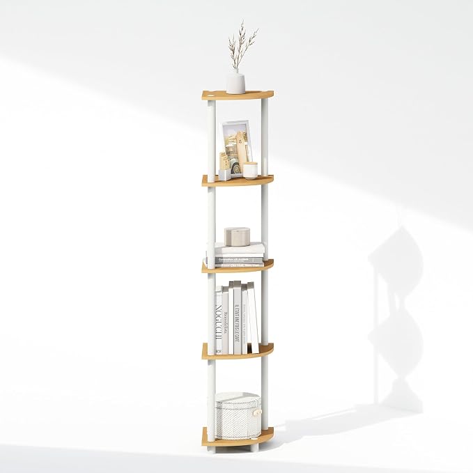 Furinno Turn-N-Tube Storage Shelves, 5-Tier Book Shelf, Corner Shelf, Toolless - Image 8