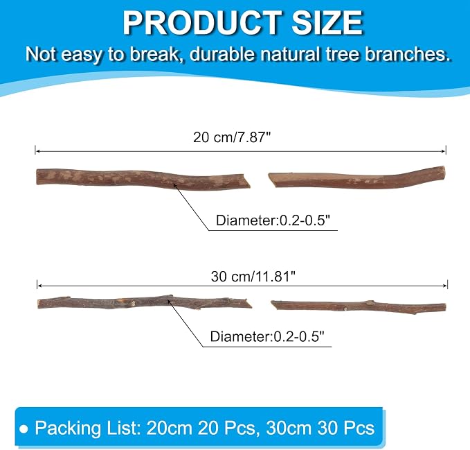 PATIKIL 50 Pcs / 2 Size Wood Log Sticks, 0.2-0.5inch in Diameter Natural - Image 2