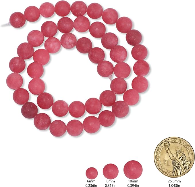 60pcs Natural Matte Red Gemstone Beads，6mm Frosted Round Loose Stone Beads - Image 2